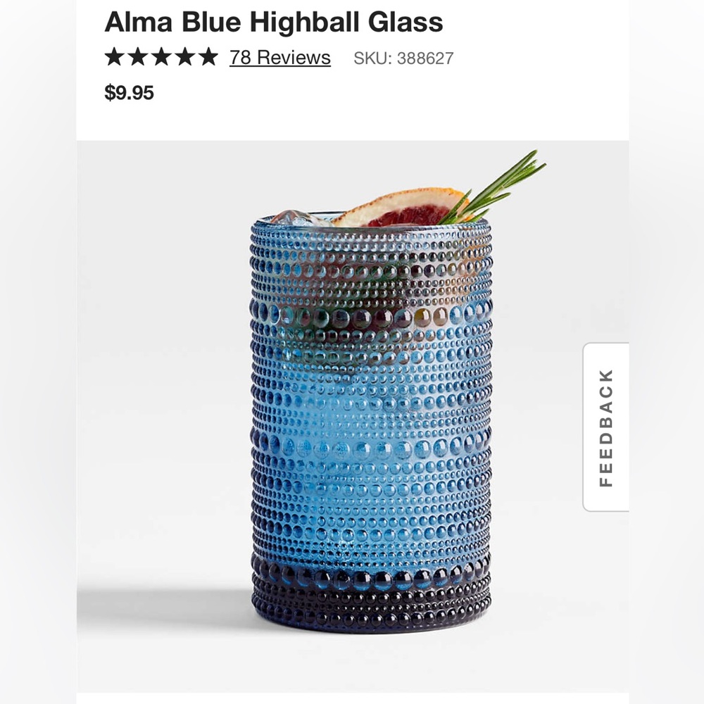 8 Alma Blue Highball glasses from Crate and Barrel!